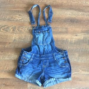 Denim overall shorts